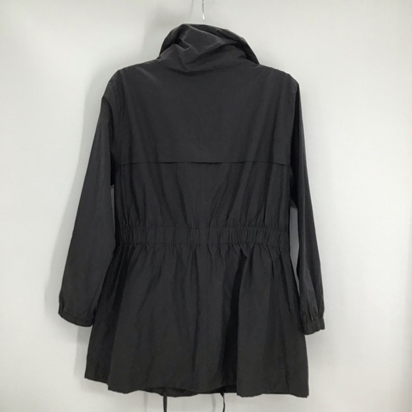 Eileen Fisher Light Weight Stand Collar Long Windbreaker Coat Charcoal Size XS - Picture 3 of 10